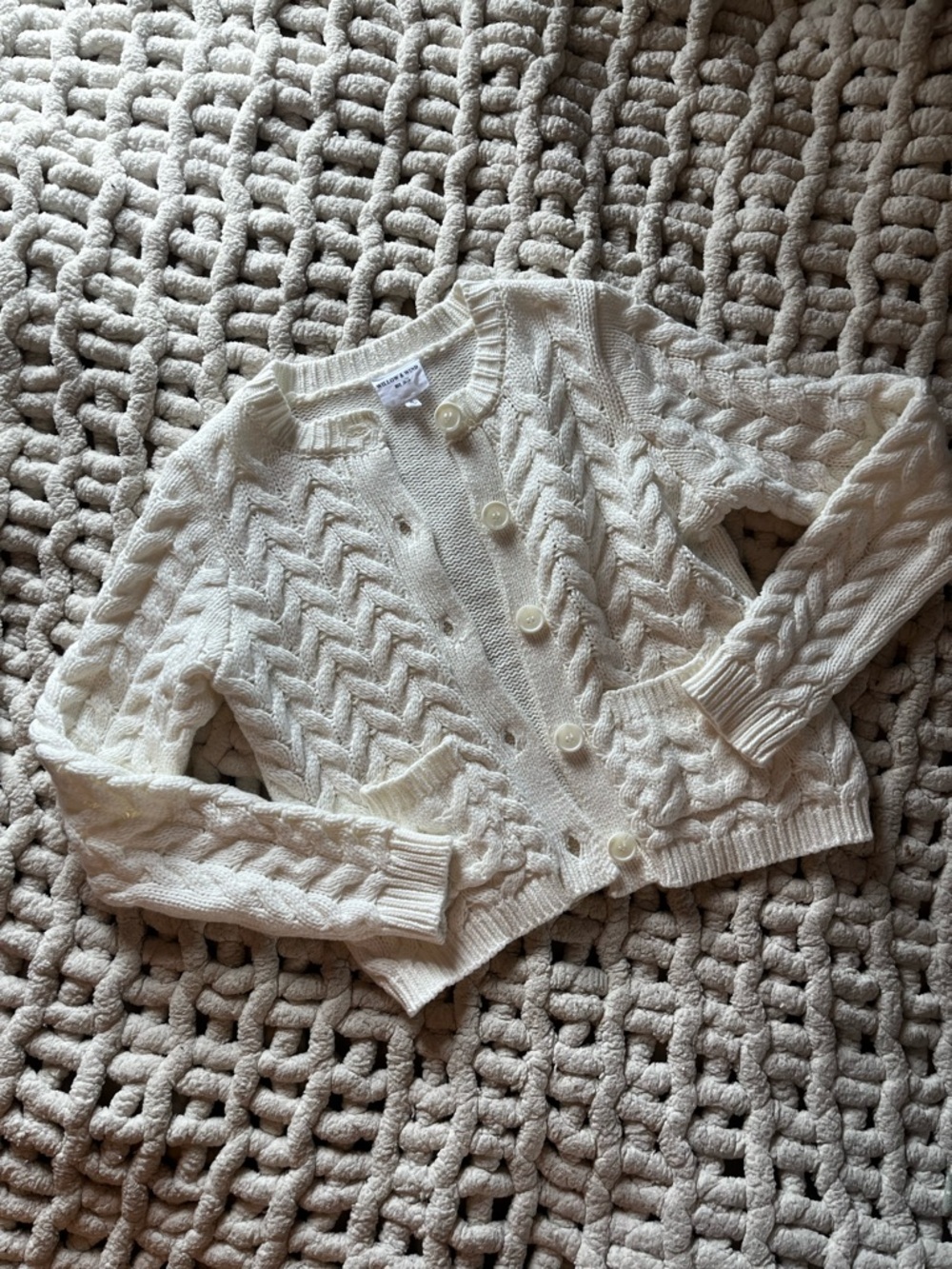 Cream Cable-Knit Button-Front Cardigan Sweater - Women